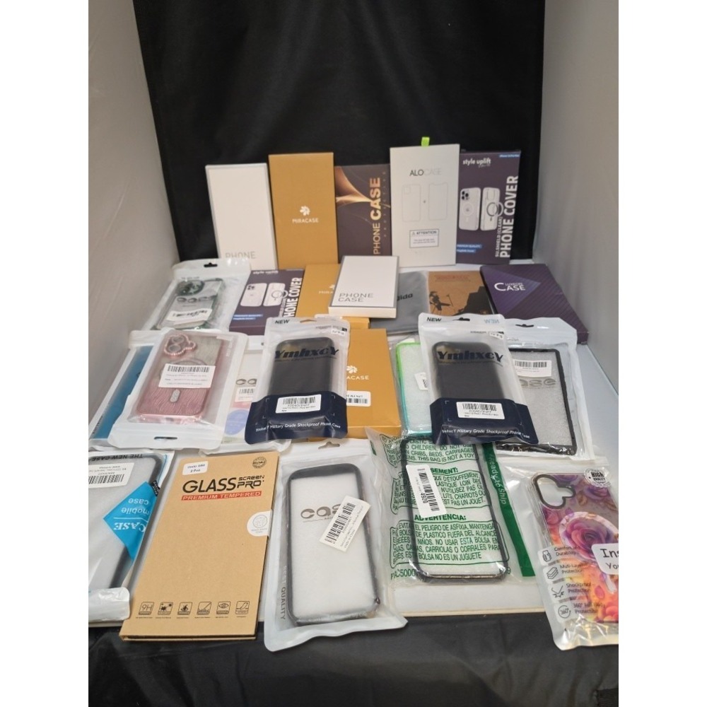 60 + Pc Bulk Phone Case Lot iPhone Samsung Mixed + Screen Protectors